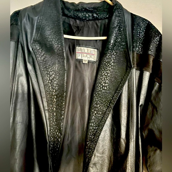 Pelle Studio 80s Leather Vintage! Full Length Coat, w/ Patchwork Designs - Picture 4 of 6
